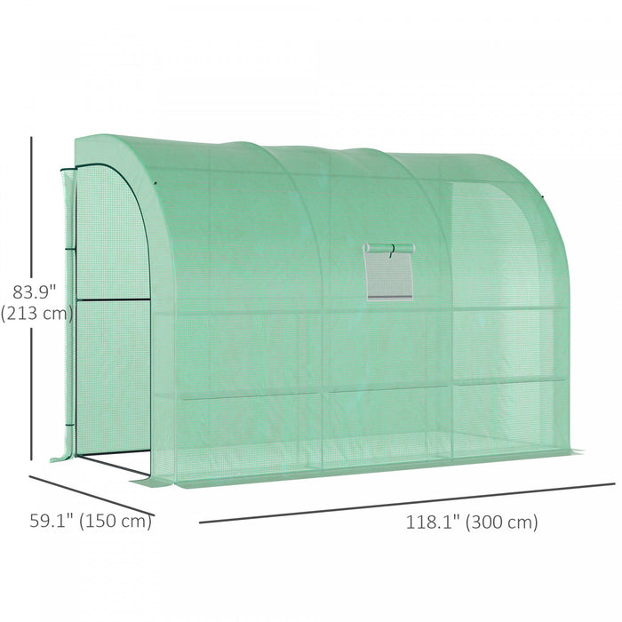 Outsunny Walk-in Lean-to Greenhouse Outdoor Gardening Green House, Green