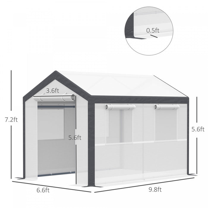Outsunny 9.8'l X 6.56'w X7.2'h Heavy Duty Walk-in Greenhouse Vegetable Seed Growth Tent Outdoor Plan