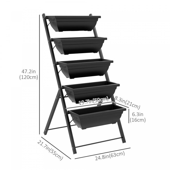 Outsunny 5-tier Raised Garden Bed With 5 Planter Boxes, Outdoor Plant Stand Grow Containers With Lea
