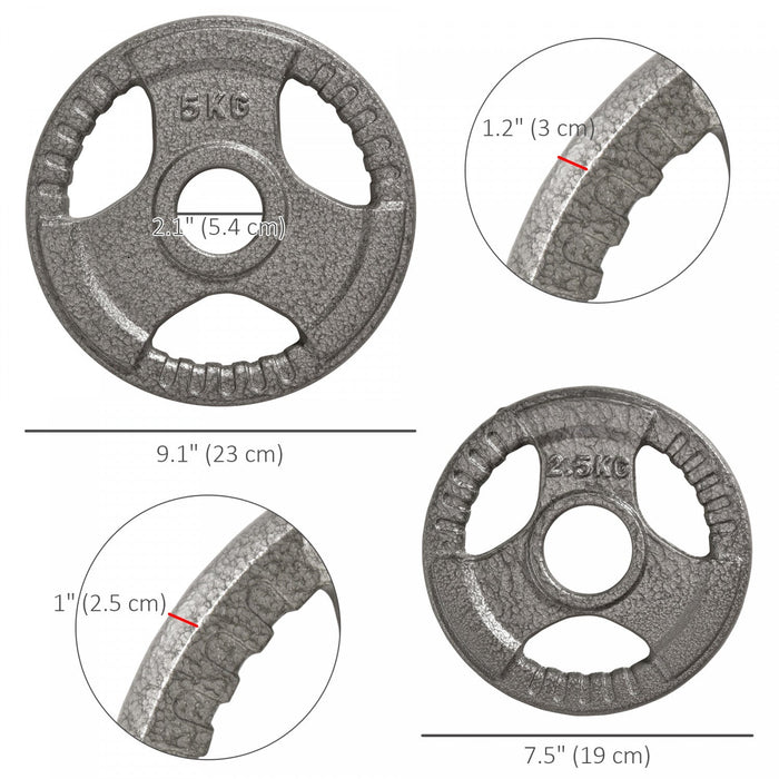 Soozier Set of 4 Weight Plates for 2"/5cm hole Dumbbell Handle Bar, Silver