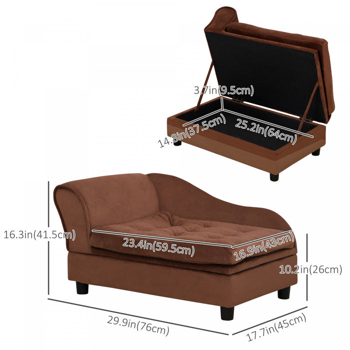 Pawhut Pet Sofa Dog Couch Chaise Lounge Pet Bed With Storage Function Small Sized Dog Various Cat Sp