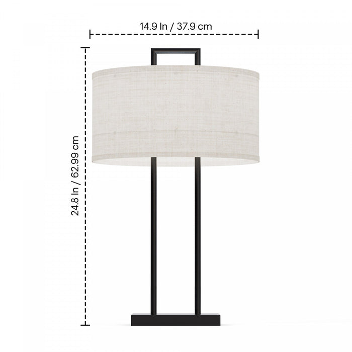 25\" Black Modern Table Lamp with Textured Shade 