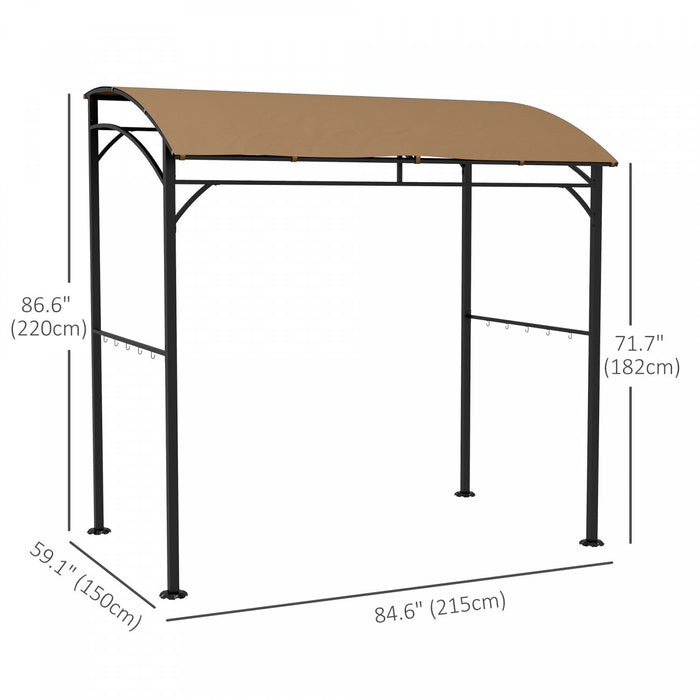 Outsunny 7' X 5' Bbq Grill Gazebo Tent With Steel Frame Hooks Dark Brown