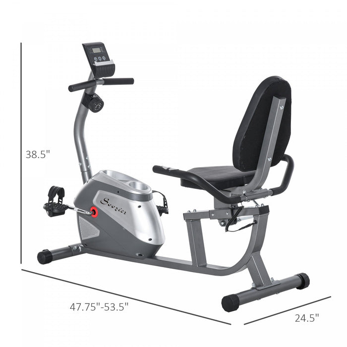 Soozier Recumbent Exercise Bike Indoor Magnetic Fitness Training Bike Stationary Workout Cycling Bik