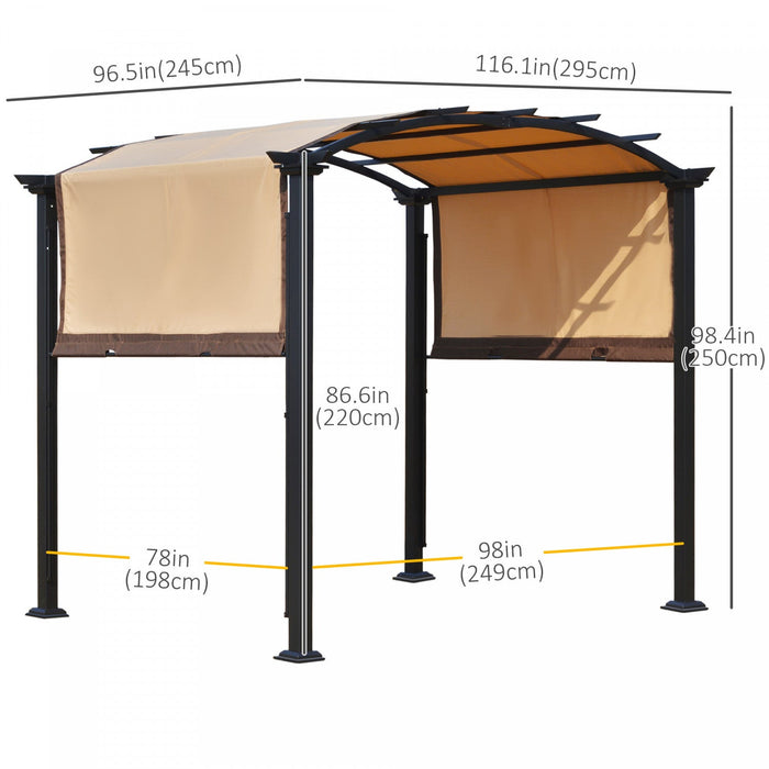 Outsunny 10' X 8' Outdoor Retractable Canopy Pergola Steel Frame Patio Pergola Shelter Sun Shade Wit