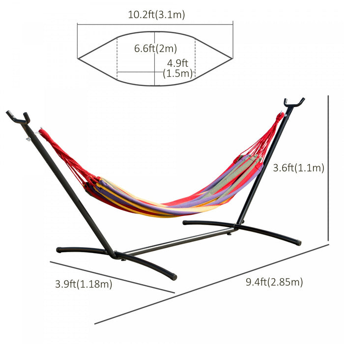 Outsunny Patio Hammock With Stand, Fabric Outdoor Hammock Bed With Stand, Free Standing Adjustable L