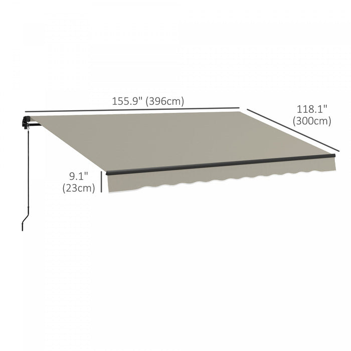Outsunny 13' X 10' Patio Retractable Awning Sunshade Shelter, Light Grey