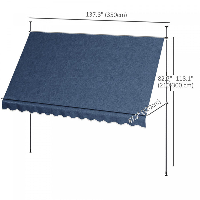 Outsunny 11.5' X 4' Manual Retractable Awning, Non-screw Freestanding Patio Sun Shade Shelter With S