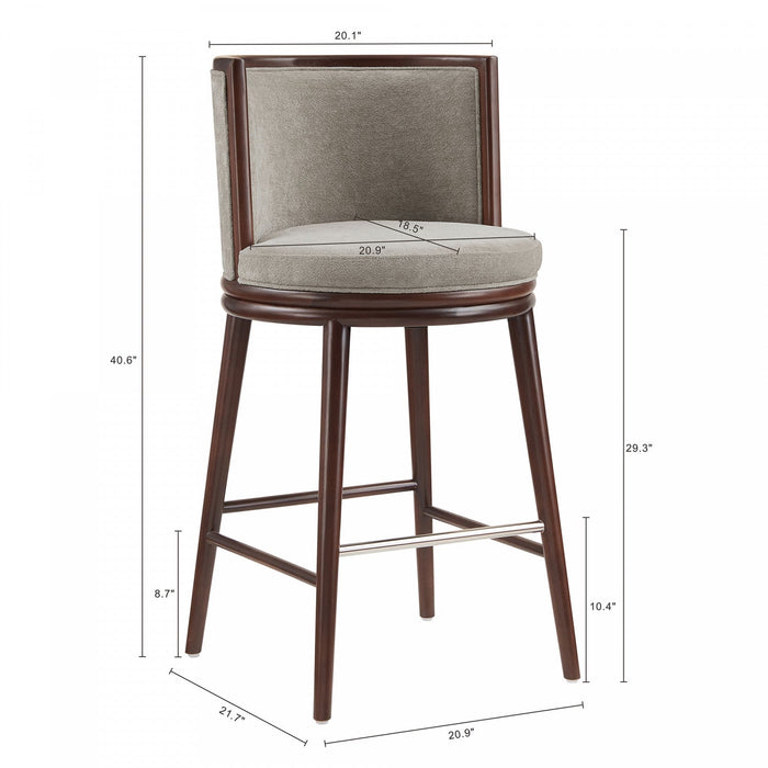 Evalyn Modern Wood Upholstered Barstool in Dove 