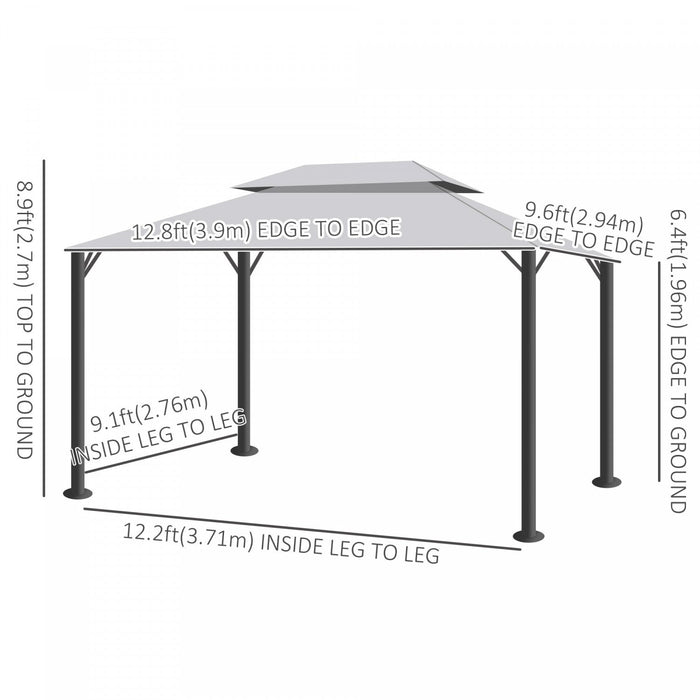 Outsunny 13' X 10' Patio Gazebo, Double roof Outdoor Gazebo Canopy Shelter With Netting & Curtains, 
