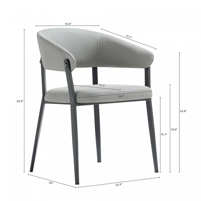 Belle Modern Metal Upholstered Dining Chair in Stone Gray - Set of 4 