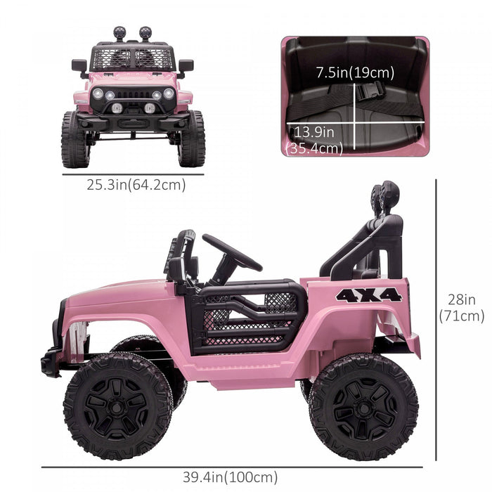 Aosom 12v Ride On Car Off Road Truck For Kids Suv Electric Battery Powered With Remote Control, Adju