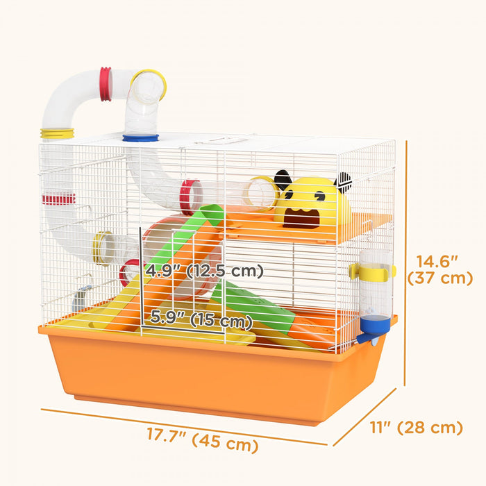 Pawhut Hamster Cage 3 Tiers Small Animal House For Dwarf Hamster Gerbil Cage With Complete Tunnels, 