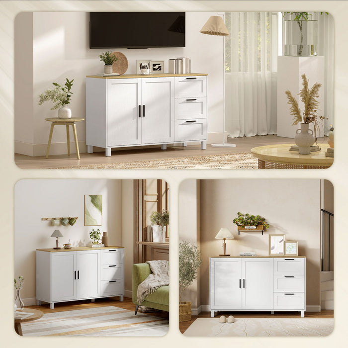 HOMCOM 47" Buffet Cabinet with Soft-Close Doors, Modern Sideboard, White