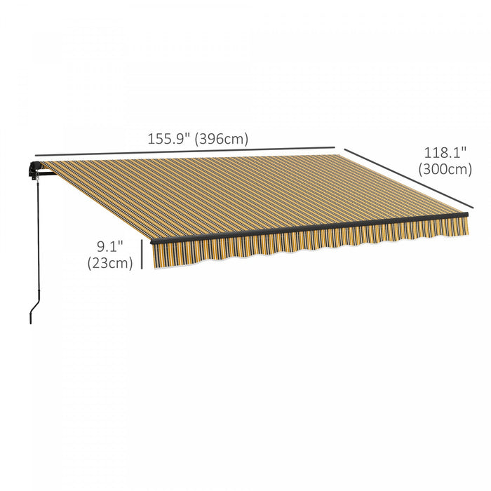 Outsunny 13' X 10' Patio Retractable Awning Sunshade Shelter, Amber