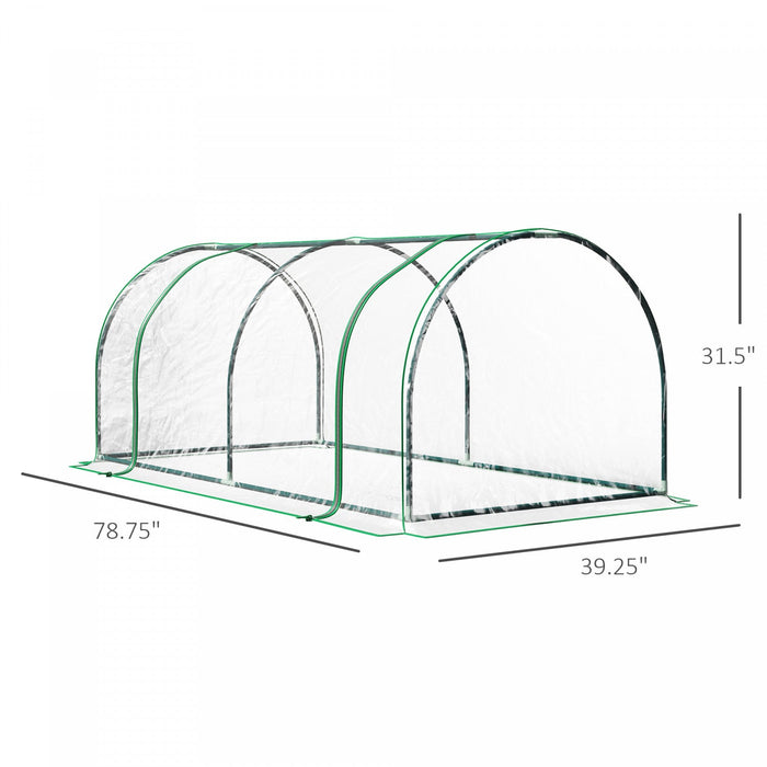 Outsunny 79\" X 39\" X 32\" Mini Greenhouse Transparent Portable Hot House For Plants With Zippered Doo