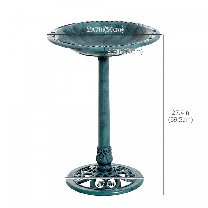 Outsunny 27'' Bird Bath Outdoor Resin Decor With Fleur De Lis Pattern