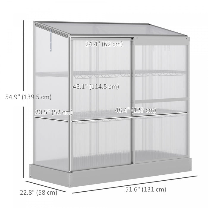 Outsunny 2 Tier Aluminum Cold Frame Greenhouse With Openable Top