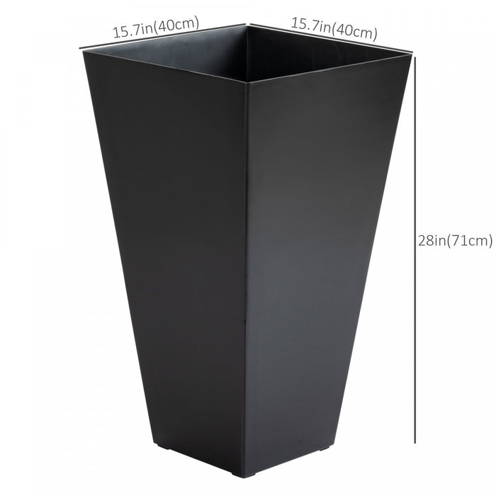 Outsunny 28\" Tall Outdoor Planter, Set Of 3 Large Taper Plastic Garden Flower Pots, Outdoor And Indo