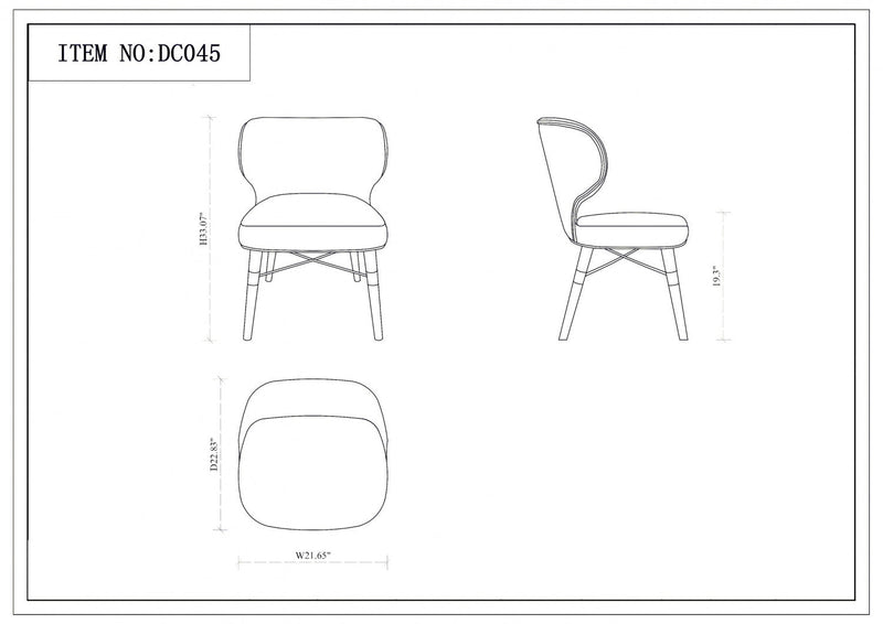 Strine Modern Wood Upholstered Dining Chair in Blue and Gold - Set of 2 