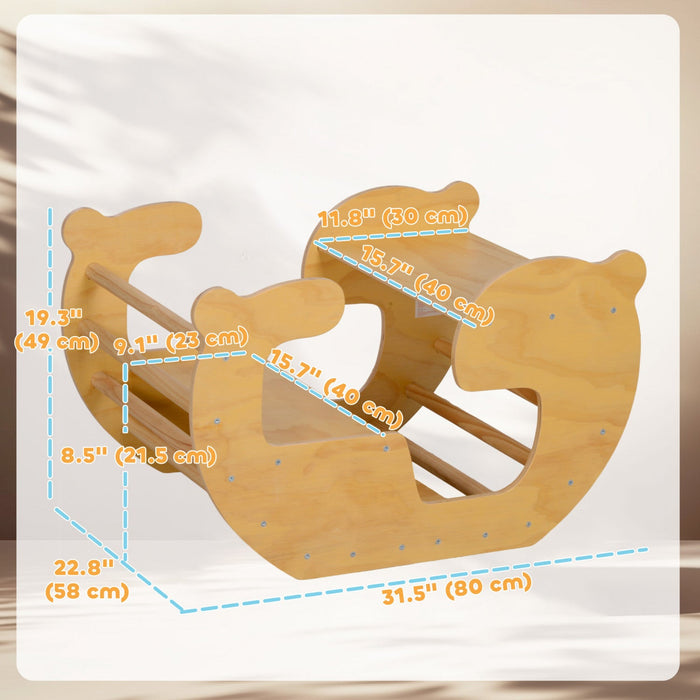 Qaba 2 In 1 Toddler Climbing Toy Indoor, Wooden Baby Arch Climber, Kids Table And Chair Set, Montess