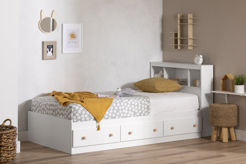 Summertime Mate's Platform Storage Bed With 3 Drawers - Pure White 
