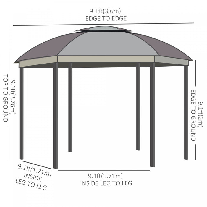Outsunny 12' X 12' Round Outdoor Gazebo, Patio Double Soft Top Gazebo Canopy Shelter With Zipper Net