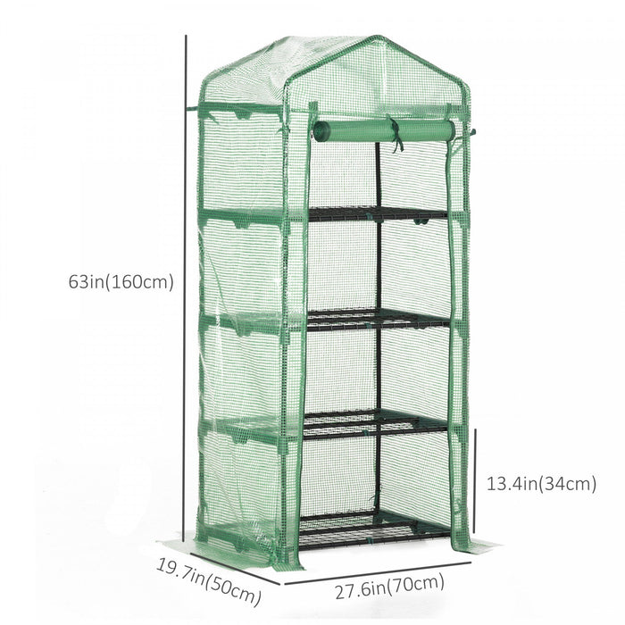Outsunny 28\" X 20\" X 63\" Portable Greenhouse With 4 Tier Shelves Outdoor Hot House Plant Flower Gree