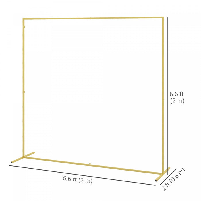 Outsunny 6.6ft X 6.6ft Gold Wedding Arch Backdrop Stand For Birthday Party