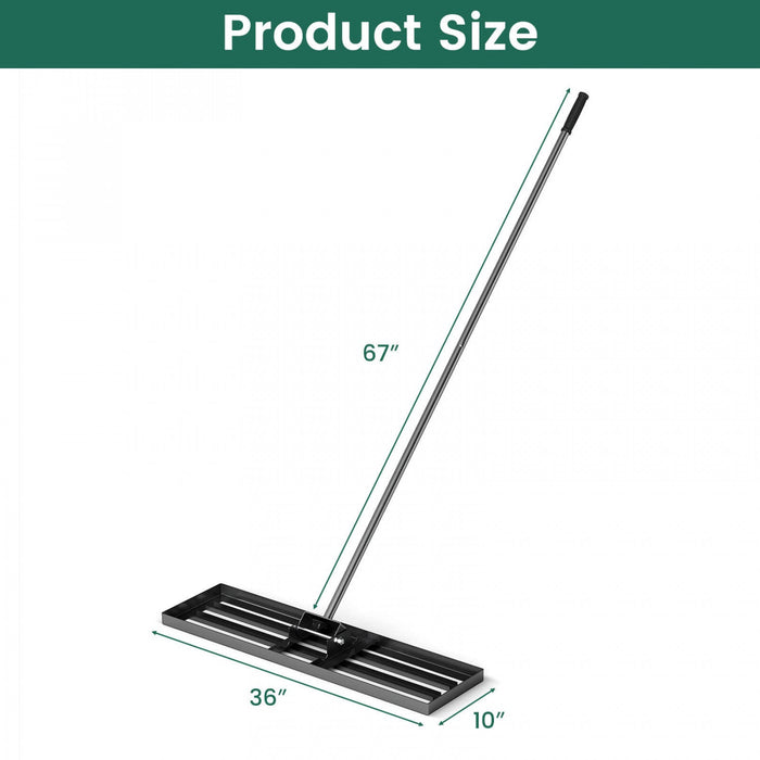 Costway Lawn Leveling Rake 36" X 10" Heavy Duty Level Lawn Tool For Garden Backyard/lawn Black