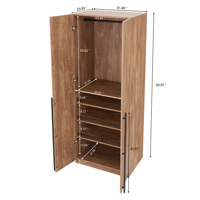 Lee Modern 32\" Wardrobe Closet in Golden Brown Armoire 