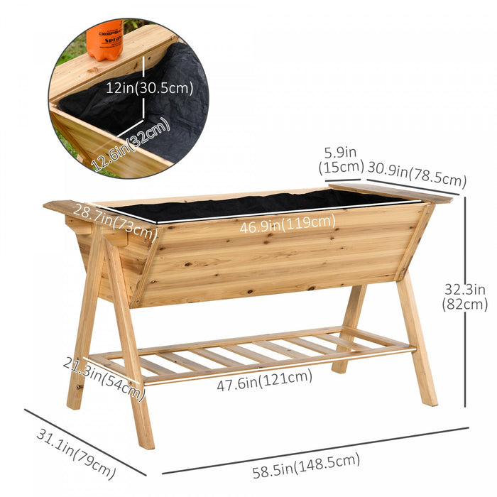 Outsunny Elevated Planter Box With Legs Raised Garden Bed Outdoor Free Standing Wooden Planter With 