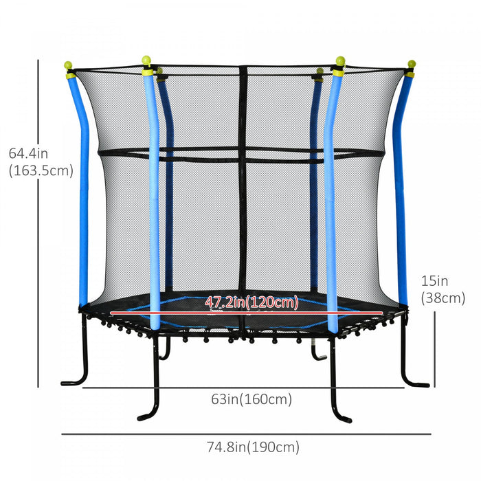 Soozier 63\" Kids Trampoline Mini Indoor/outdoor Bouncer Jumper With Enclosure Net Elastic Thick Padd