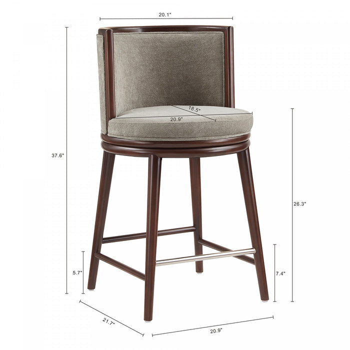 Evalyn Modern Wood Upholstered Counter Stool in Dove 