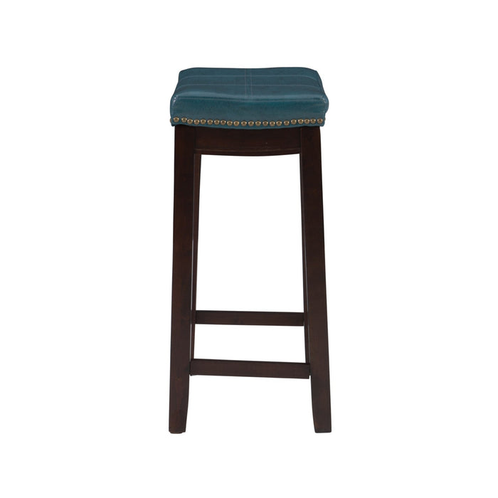 Claridge Faux Leather Backless Counter-Height Stool - Blue