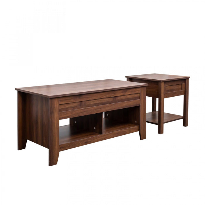 Strauss Lift-top Coffee & End Table Brown, Set Of 2 Occasional Table Package 
