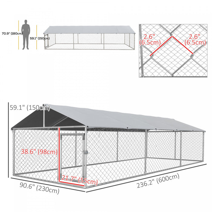 Pawhut Outdoor Dog Kennel Dog Run With Waterproof, Uv Resistant Cover For Medium And Large Sized Dog