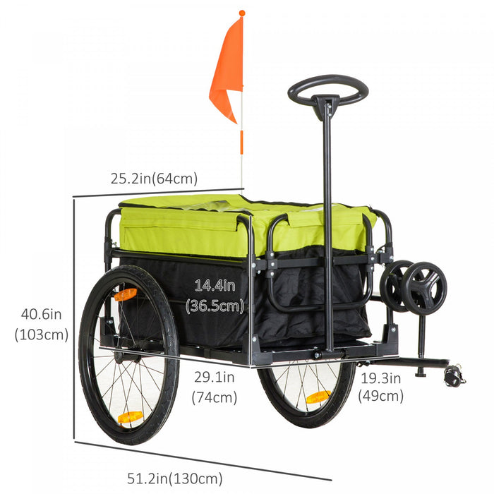 Aosom Bike Cargo Trailer & Wagon Cart, Multi-use Garden Cart With Removable Box, 20'' Big Wheels, Re