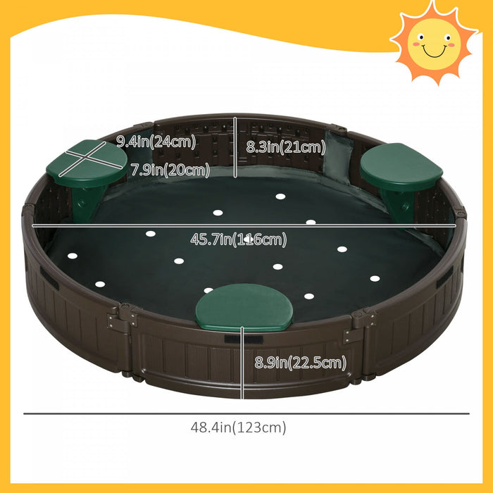 Kids Sandbox With Cover, Sandbox Outdoor With Corner Seat, Easy Assembly, Sand Play Station For Back