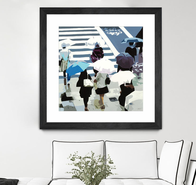 \"April Showers\" Matted and Framed Black 36x36 Wall Art