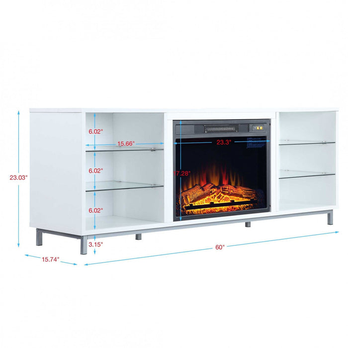 Brighton Modern 2-Piece Electric Fireplace in Black and White 