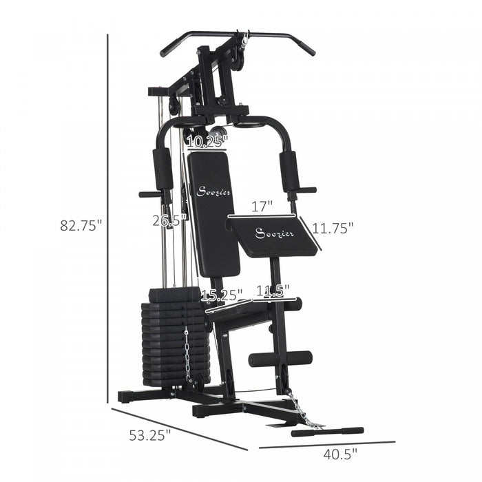 Soozier Home Gym Equipment Weight Training Machine, Multifunction Workout Machine With 143lbs Weight