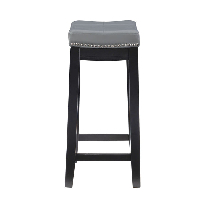 Claridge Faux Leather Backless Counter-Height Stool - Grey