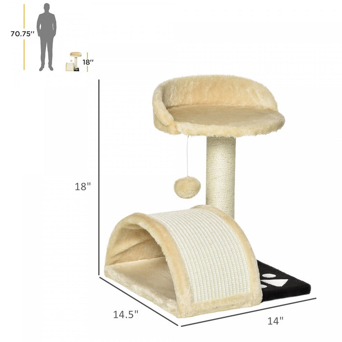 Pawhut 18\" Cat Scratching Tree Kitty House Kitten Activity Centre Pet Bed Post Furniture With Hangin