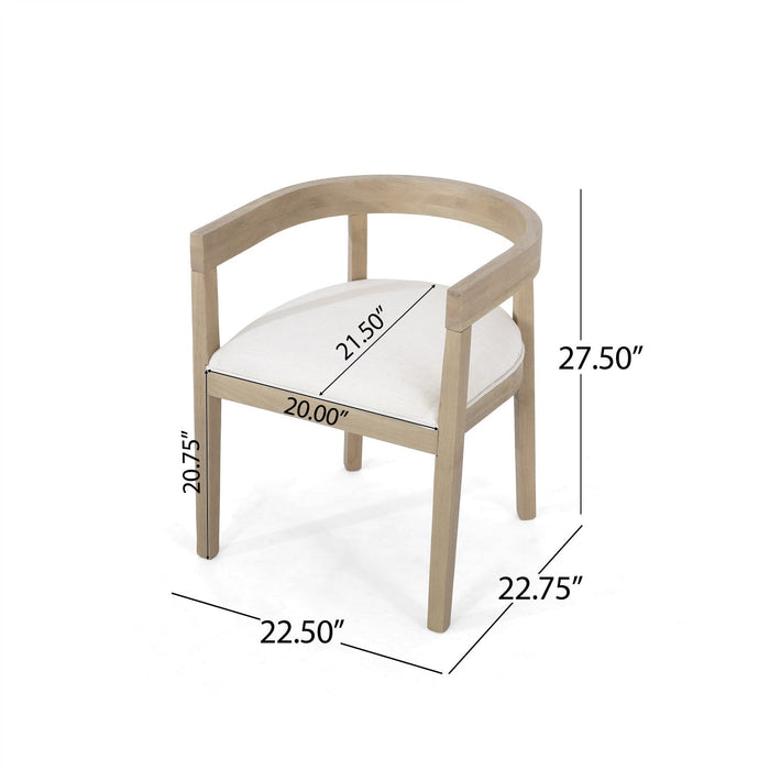 Tina Dining Arm Chairs Set Of 2 With Upholstery Fabric,open Back Style - Beige 