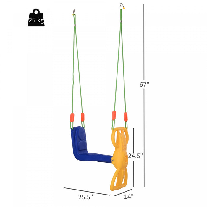 Qaba Kids Swing Set Tree Swing Children Rider Glider With Plastic Hanging For 3+ Years Old Boys And 