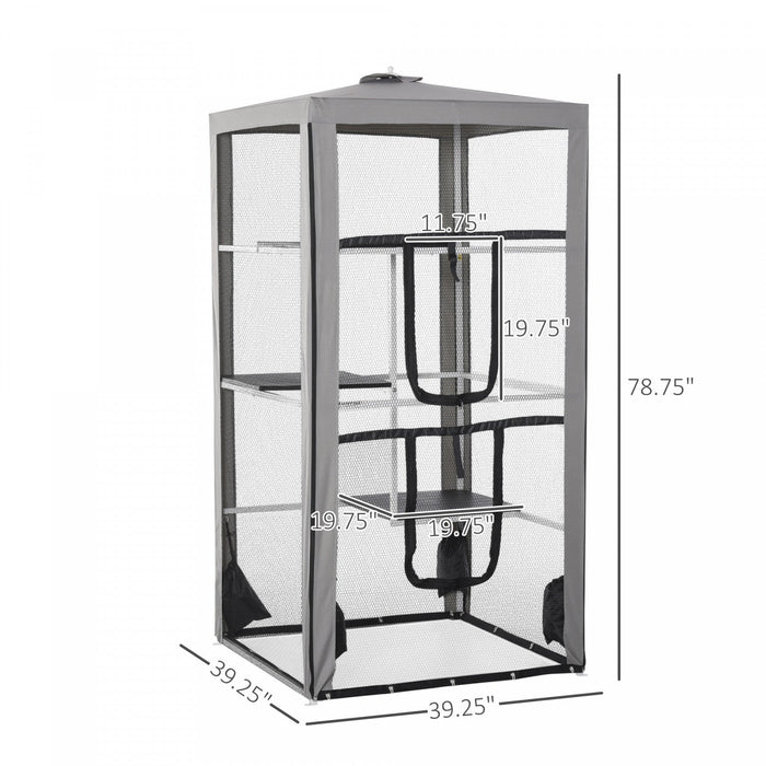 Pawhut Large Catio Outdoor Cat Enclosure Cat House Indoor Kitten Cage Pet Kennel With 3 Platforms, Z