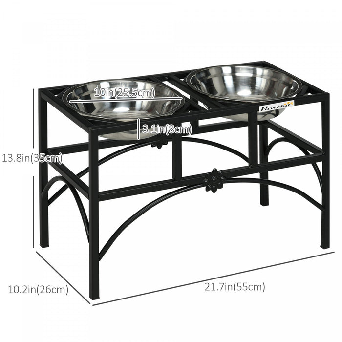 Pawhut Feeding Station With Sleek And Heavy-duty Materials, Dog Food Stand For Medium Sized Dogs, St