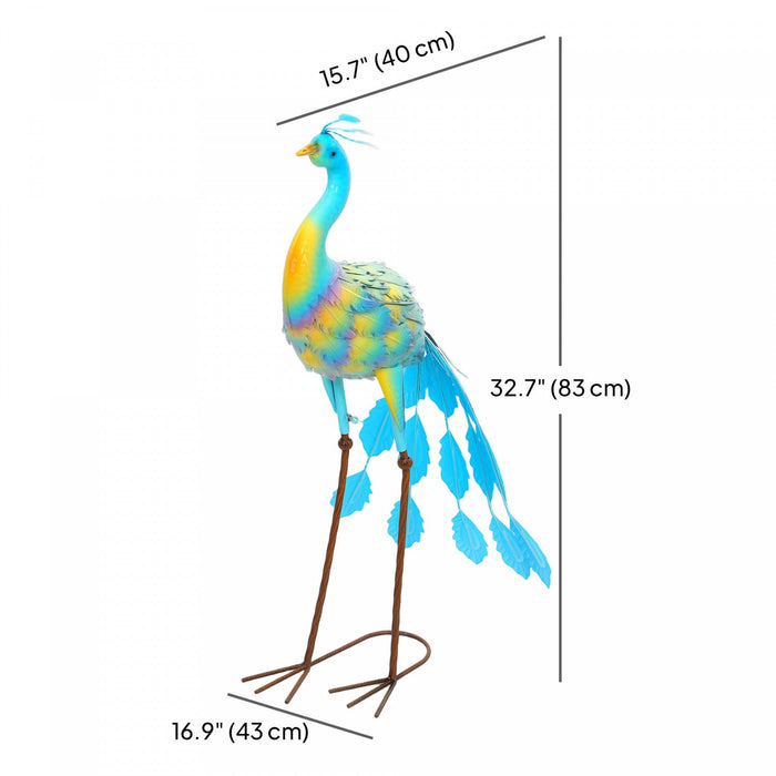 Outsunny Peacock Garden Statue, 32.7" Standing Steel Lawn Ornament