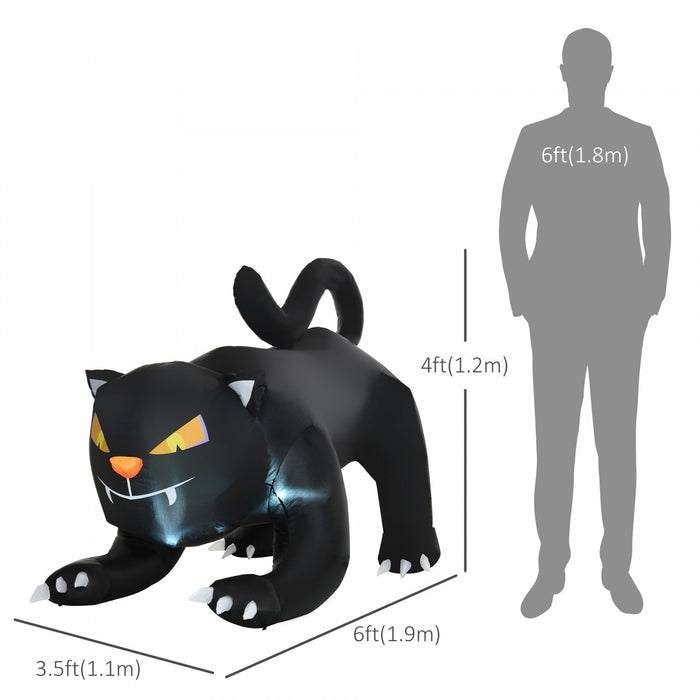 Homcom 4ft Black Cat Inflatable Halloween Decoration